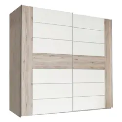 Schwebet&uuml;renschrank in Eichefarben, Wei&szlig; Hochglanz