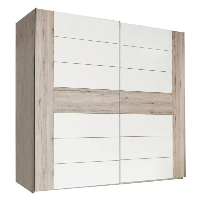 Schwebet&uuml;renschrank in Eichefarben, Wei&szlig; Hochglanz