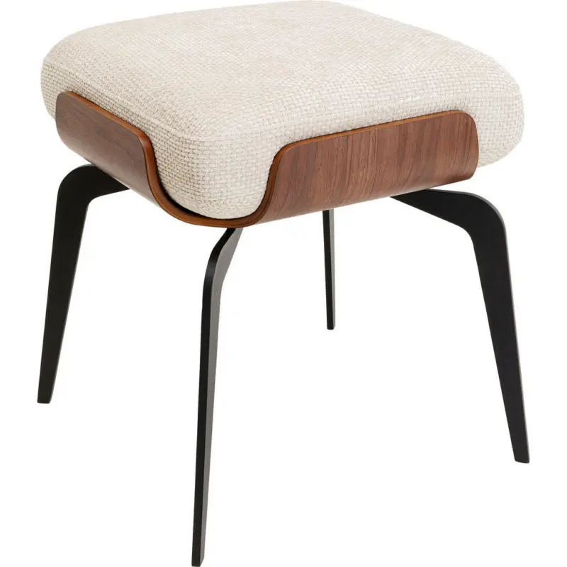 Hocker in Holz, Metall, Textil Braun, Creme, Schwarz