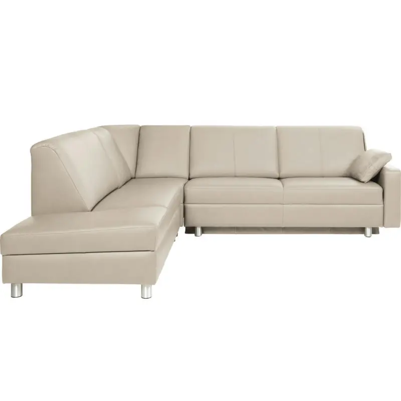 Ecksofa in Echtleder Wei&szlig; 217/268 cm