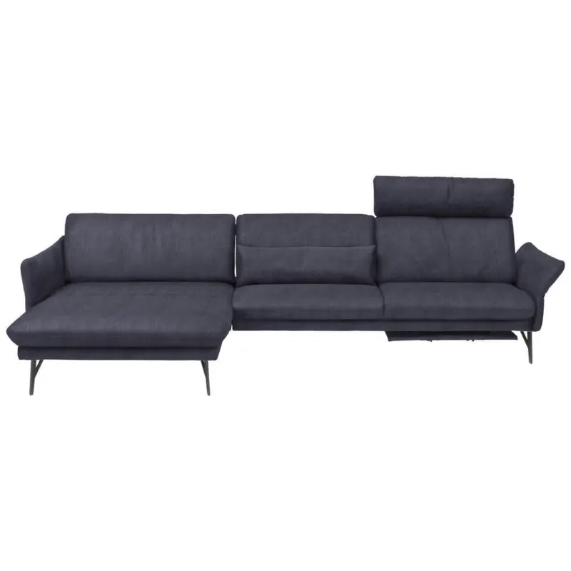 Ecksofa in Lederlook Blau, Grau 174/330 cm