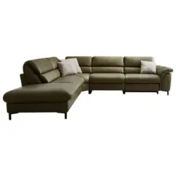 Ecksofa Valdera in Echtleder Schlammfarben 246/280 cm