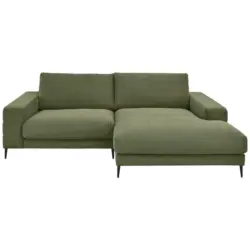 Ecksofa in Feincord Dunkelgr&uuml;n 253/177 cm