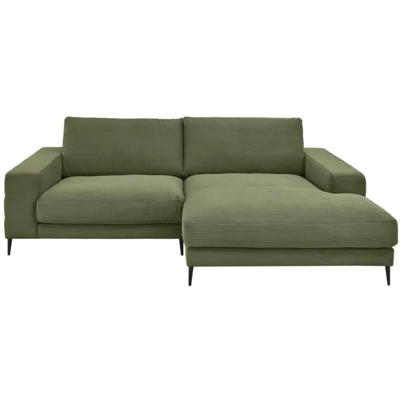 Ecksofa in Feincord Dunkelgr&uuml;n 253/177 cm
