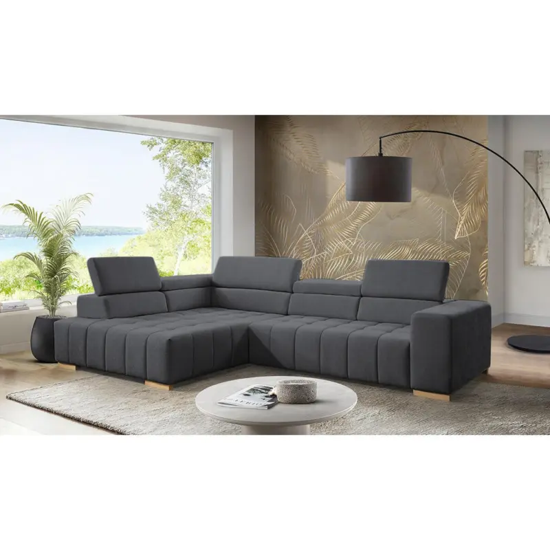 Ecksofa Elias in Chenille Graphitfarben 201/307 cm
