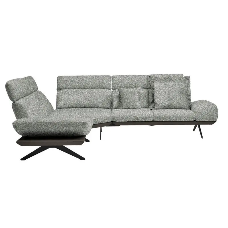 Ecksofa in Flachgewebe Grau 239/270 cm