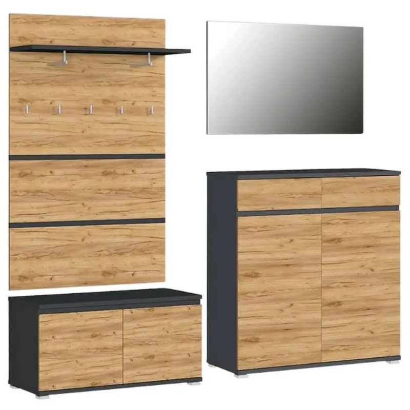 Garderobe 4-teilig in 207/200/40 cm