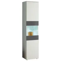 Vitrine in Graphitfarben, Wei&szlig;