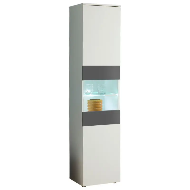 Vitrine in Graphitfarben, Wei&szlig;