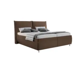 Polsterbett Matratze, gepolstertes Kopfteil, Lattenrost, Bettkasten Braun 180/200 cm