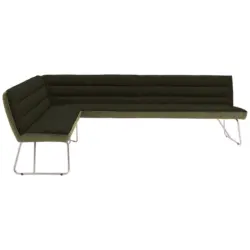 Eckbank 184/264 cm in Gr&uuml;n, Edelstahlfarben