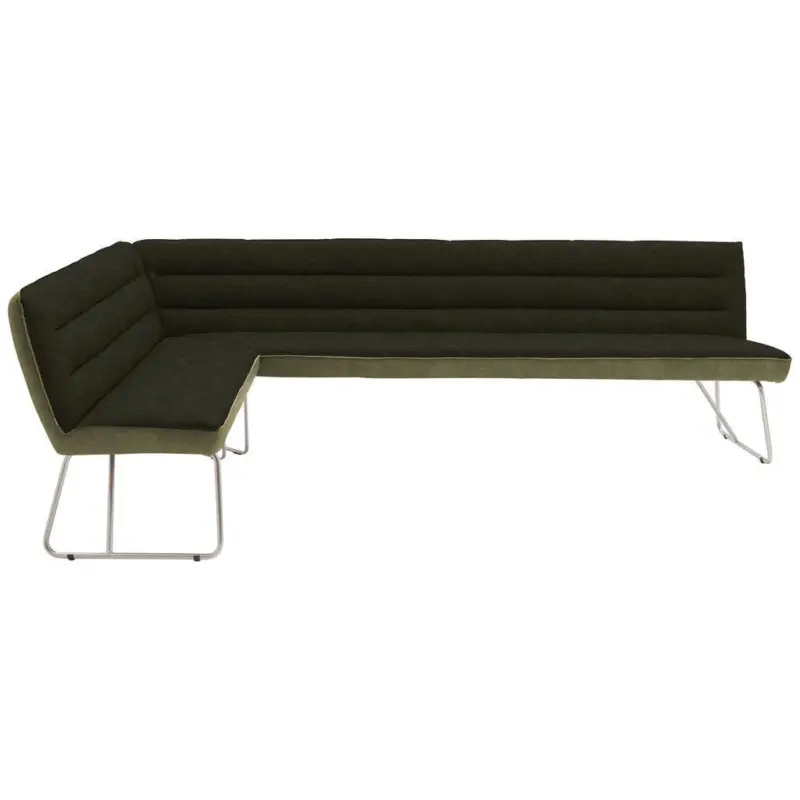 Eckbank 184/264 cm in Gr&uuml;n, Edelstahlfarben