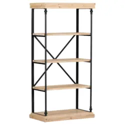 Regal 76/152/43 cm Schwarz, Tannenholzfarben