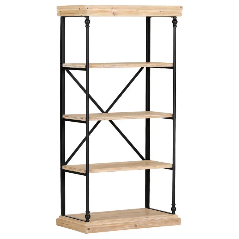 Regal 76/152/43 cm Schwarz, Tannenholzfarben