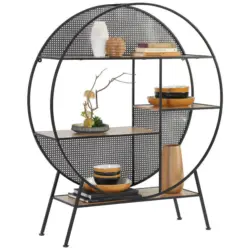 Regal 109,5/131/33 cm Schwarz, Eichefarben