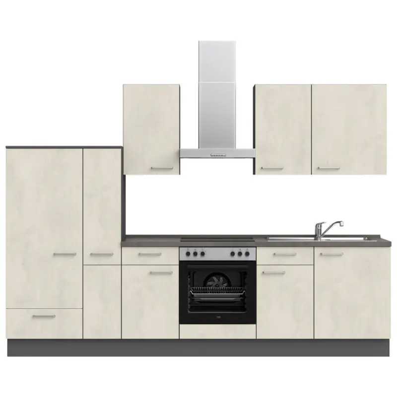 K&uuml;chenleerblock 300 cm in Wei&szlig;, Schieferfarben