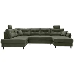 Wohnlandschaft in Chenille Dunkelgr&uuml;n