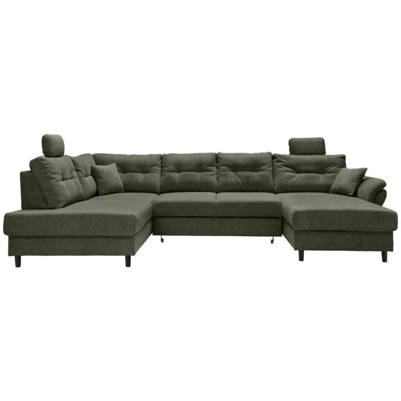 Wohnlandschaft in Chenille Dunkelgr&uuml;n