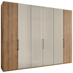 Dreht&uuml;renschrank in Champagner, Eiche Bianco