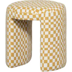 Hocker in Textil Gelb, Wei&szlig;