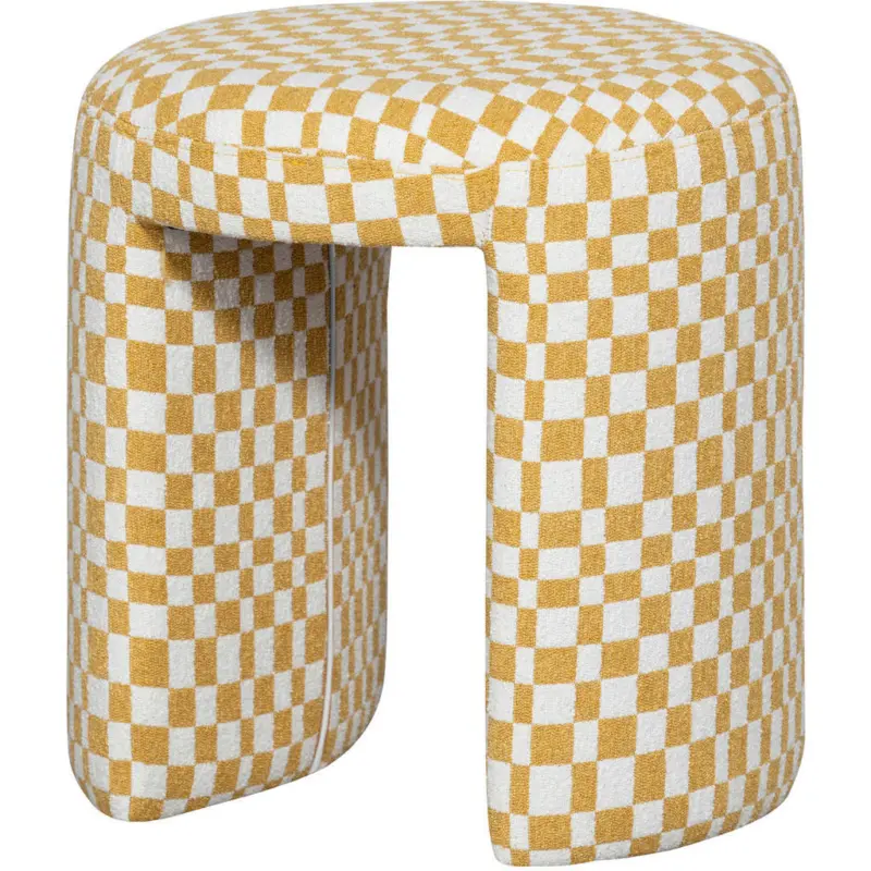 Hocker in Textil Gelb, Wei&szlig;