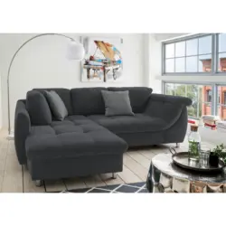 Eckschlafsofa in Mikrofaser Schwarz