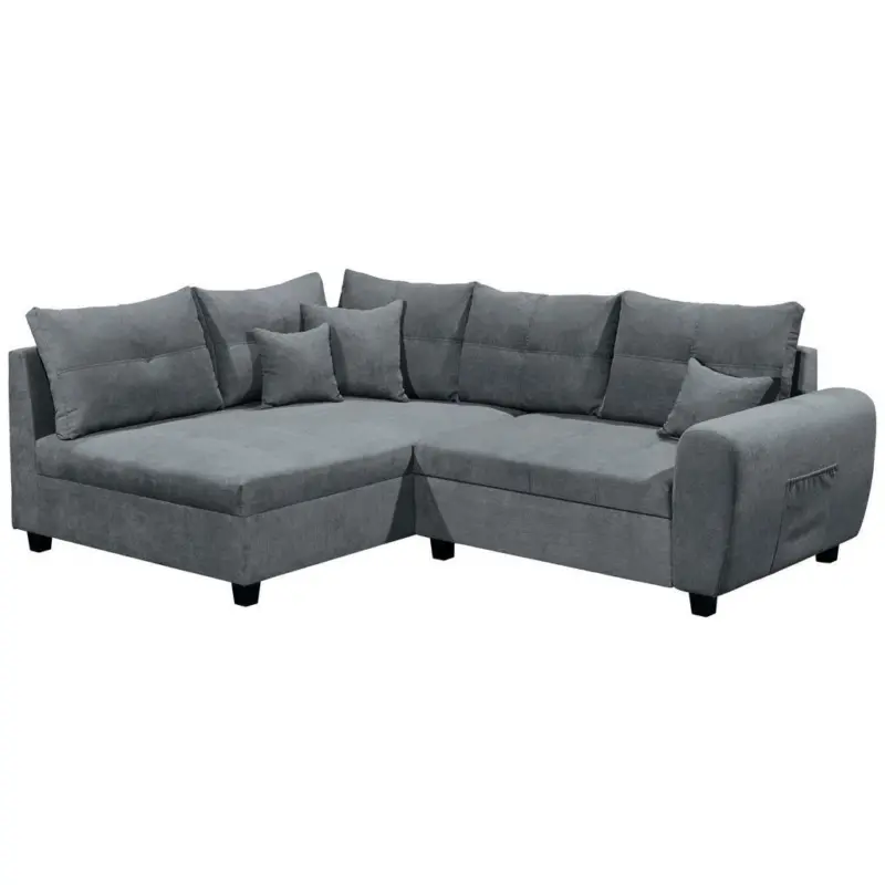 Ecksofa in Mikrovelours Anthrazit 176/248 cm