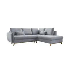 Ecksofa in Chenille Hellgrau 242/202 cm