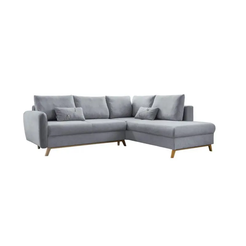 Ecksofa in Chenille Hellgrau 242/202 cm