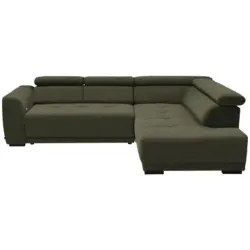 Ecksofa in Struktur Olivgr&uuml;n 284/205 cm