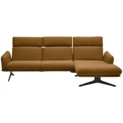 Ecksofa in Flachgewebe Currygelb 259/152 cm