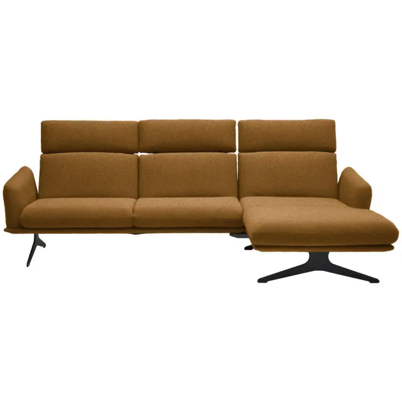 Ecksofa in Flachgewebe Currygelb 259/152 cm
