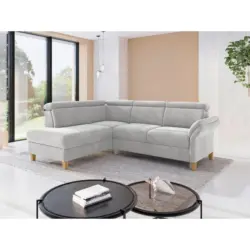 Ecksofa Glendale E in Flachgewebe Silberfarben 193/247 cm