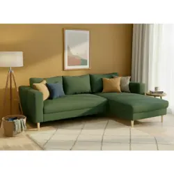 Ecksofa in Struktur Dunkelgr&uuml;n 232/161 cm