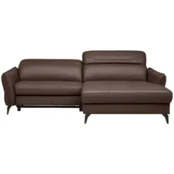 Ecksofa in Echtleder Braun 246/175 cm