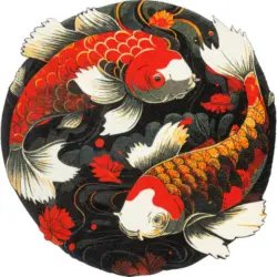 Flachwebeteppich 120 cm Koi Couple Multicolor