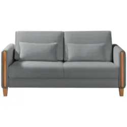 Schlafsofa in Webstoff Grau, Buchefarben