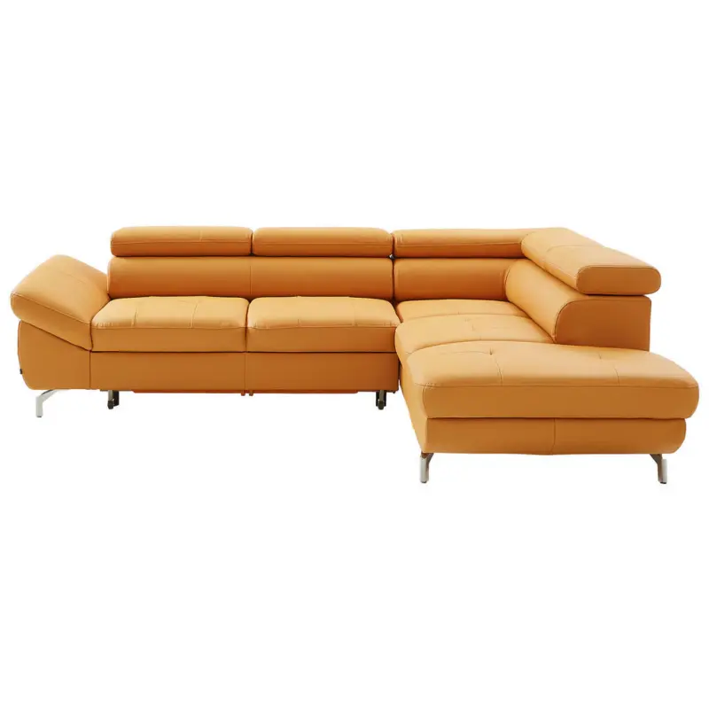 Ecksofa in Echtleder Currygelb 270/220 cm