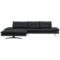 Ecksofa in Echtleder Waldgr&uuml;n 158/342 cm