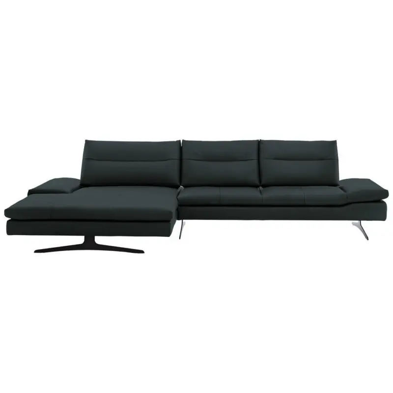 Ecksofa in Echtleder Waldgr&uuml;n 158/342 cm