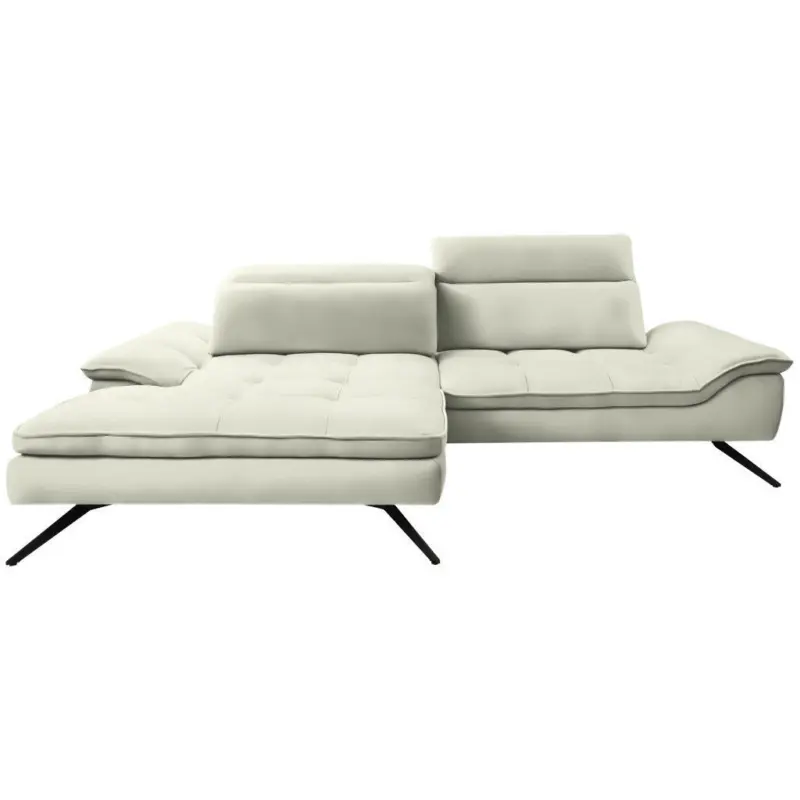 Ecksofa in Chenille Creme 179-202/288 cm