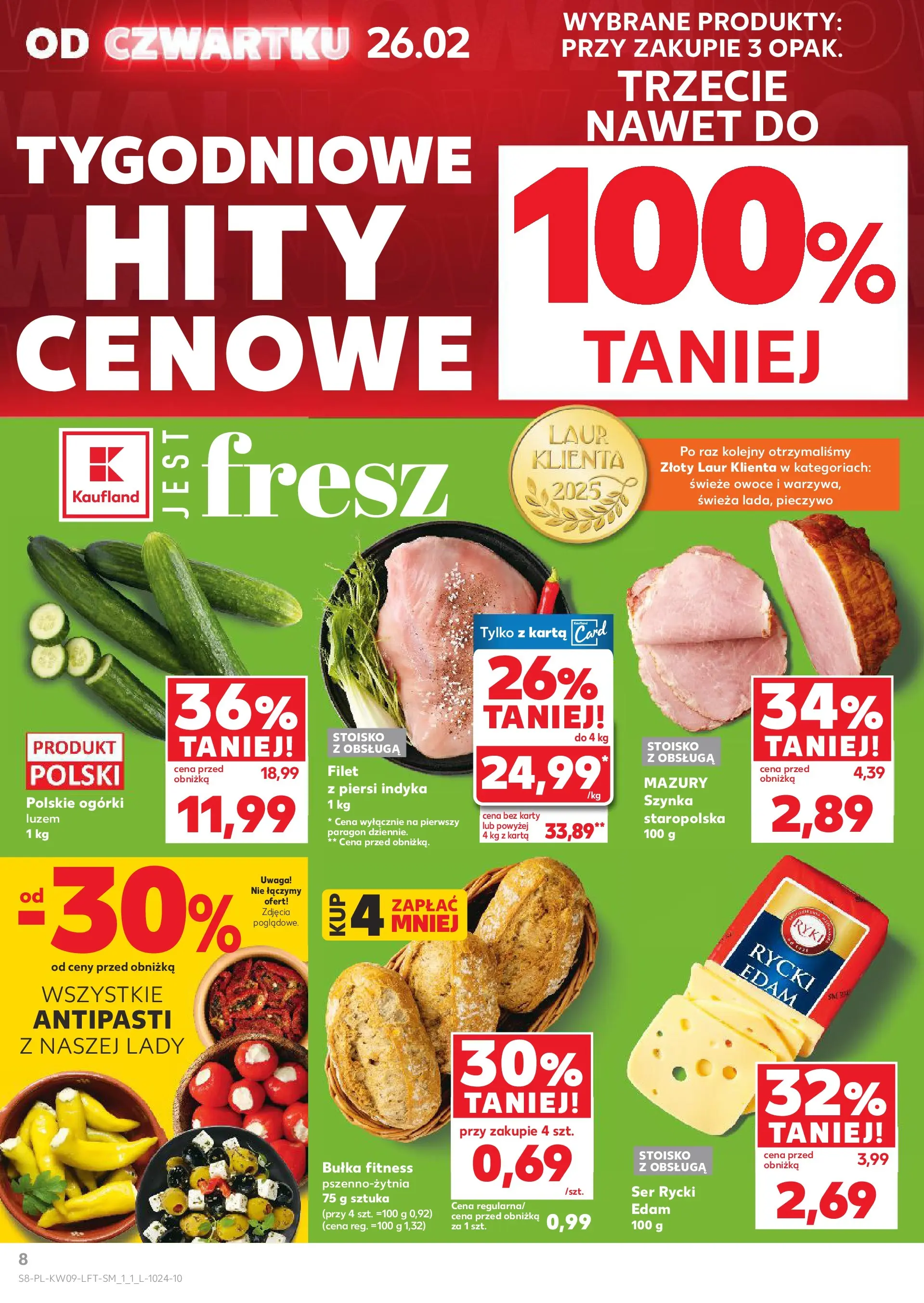 Kaufland gazetka od 26.02.2026 - od jutra PDF | Strona: 8 | Produkty: Pieczywo, Piersi, Bułka fitness, Ser