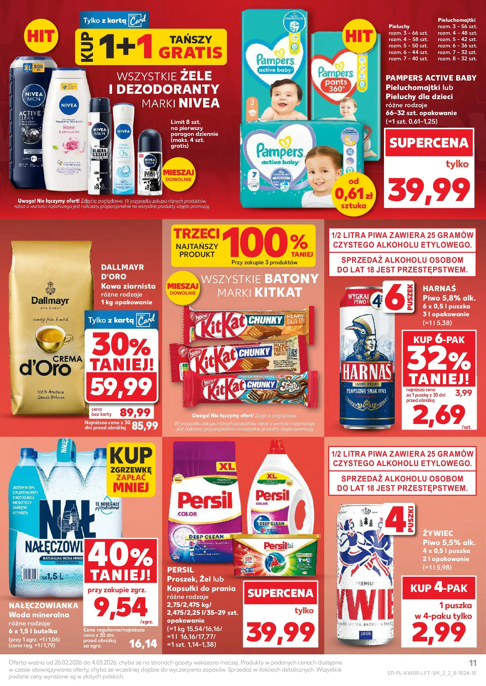 Kaufland gazetka od 26.02.2026 - od jutra PDF | Strona: 11 | Produkty: Persil, Kawa ziarnista, Piwo, Woda