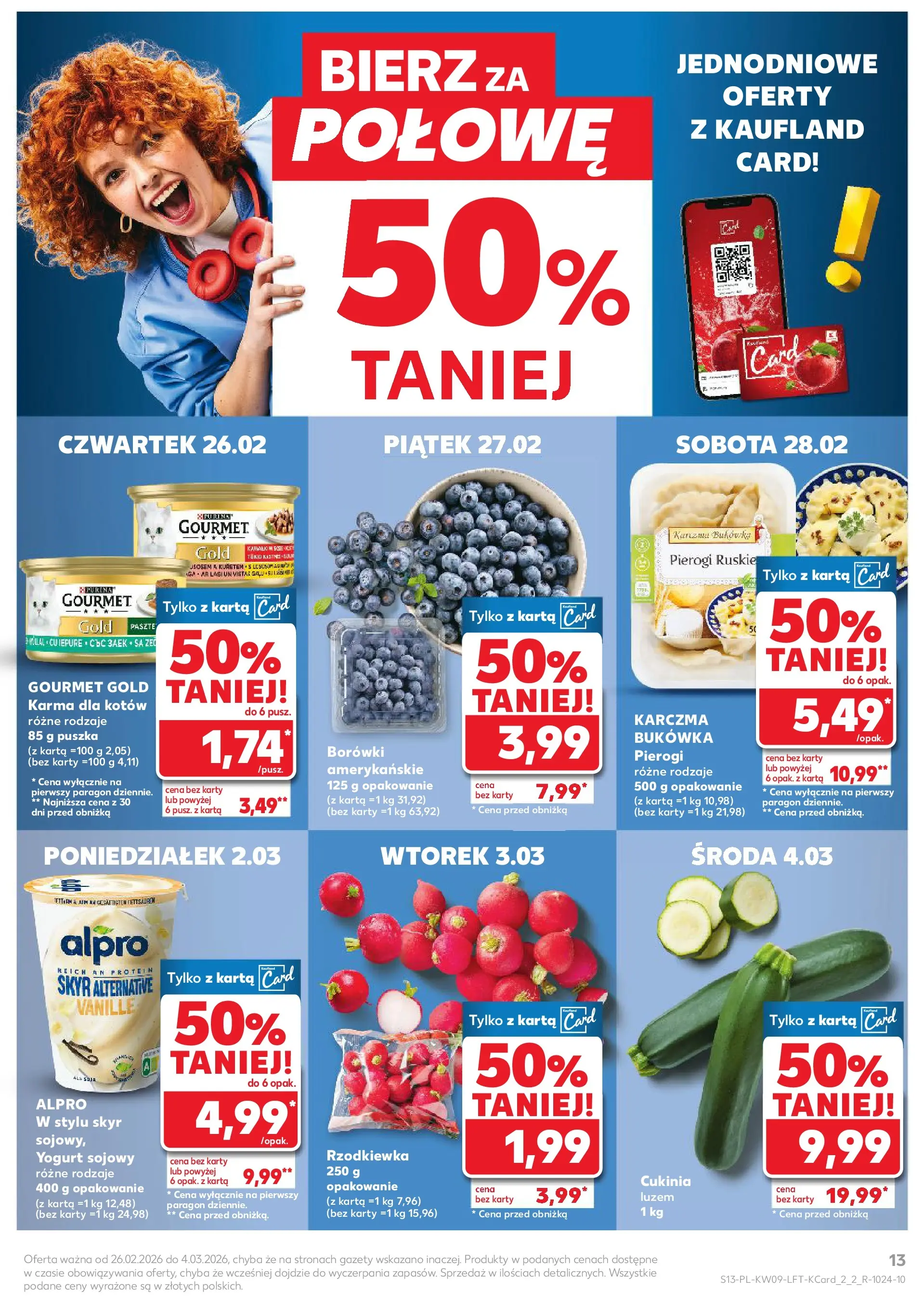 Kaufland gazetka od 26.02.2026 - od jutra PDF | Strona: 13 | Produkty: Karta, Pierogi, Cukinia, Skyr