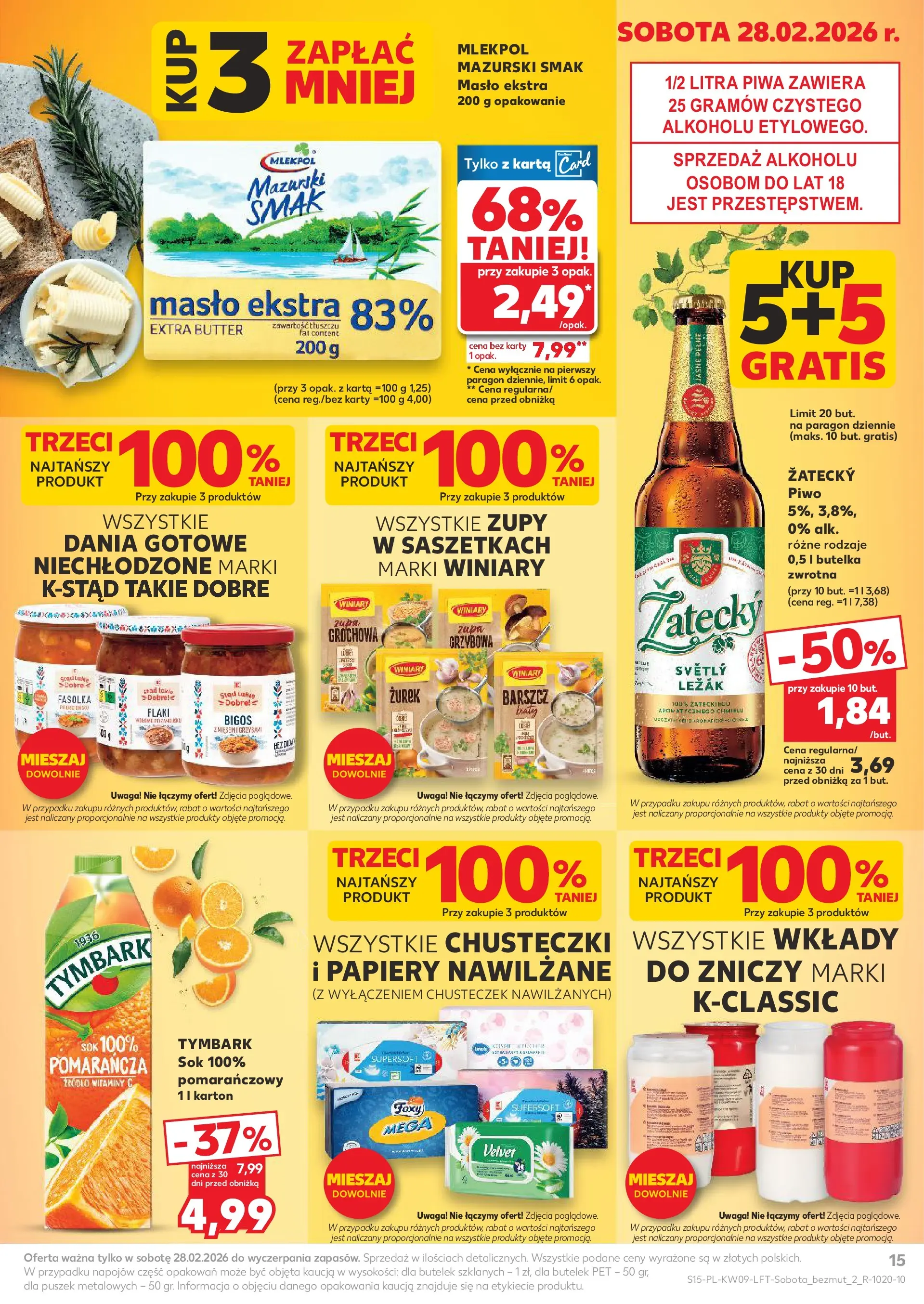 Kaufland gazetka od 26.02.2026 - od jutra PDF | Strona: 15 | Produkty: Zurek, Flaki, Masło, Sok