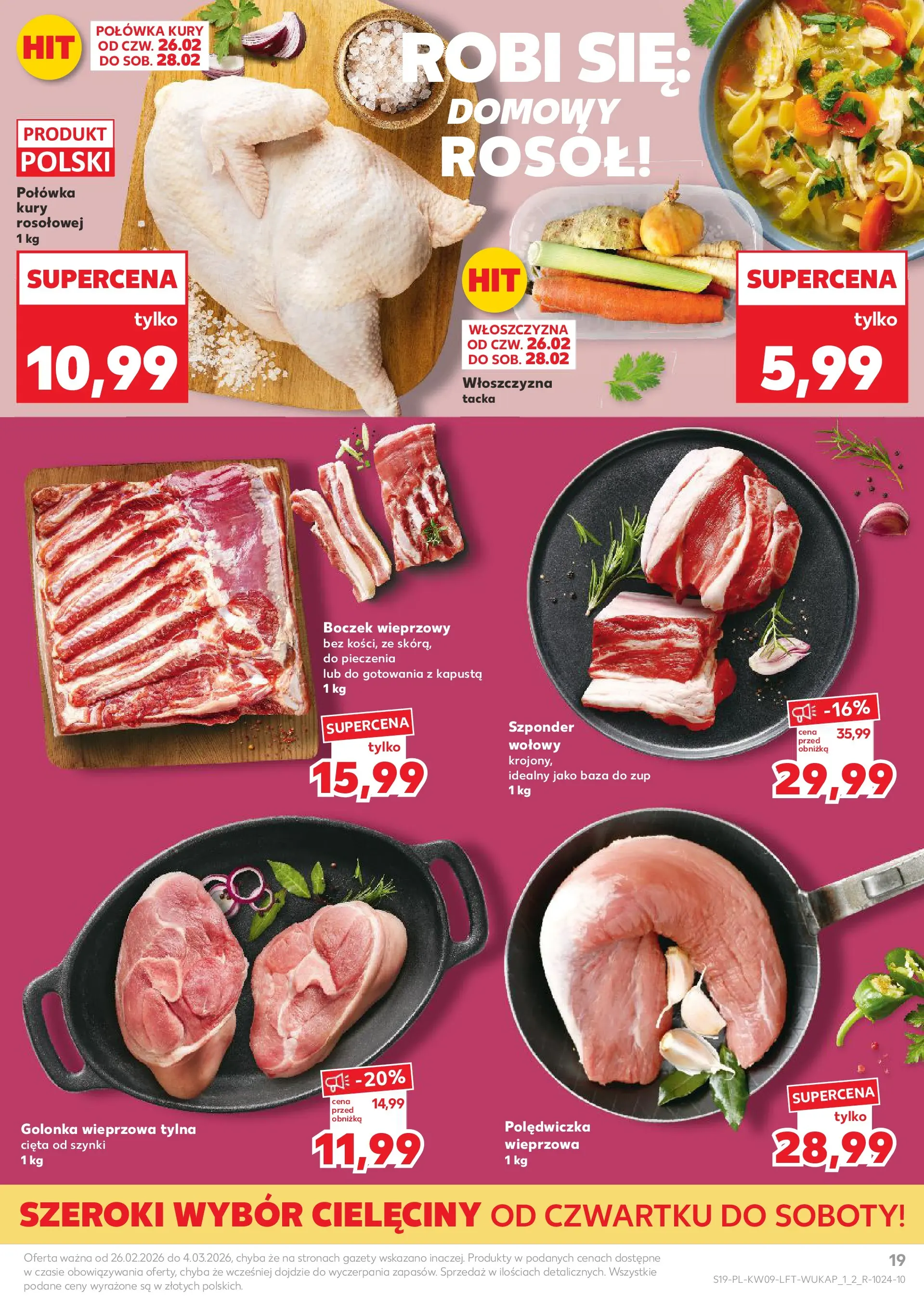 Kaufland gazetka od 26.02.2026 - od jutra PDF | Strona: 19 | Produkty: Kapusta, Boczek wieprzowy, Polędwiczka wieprzowa, Boczek
