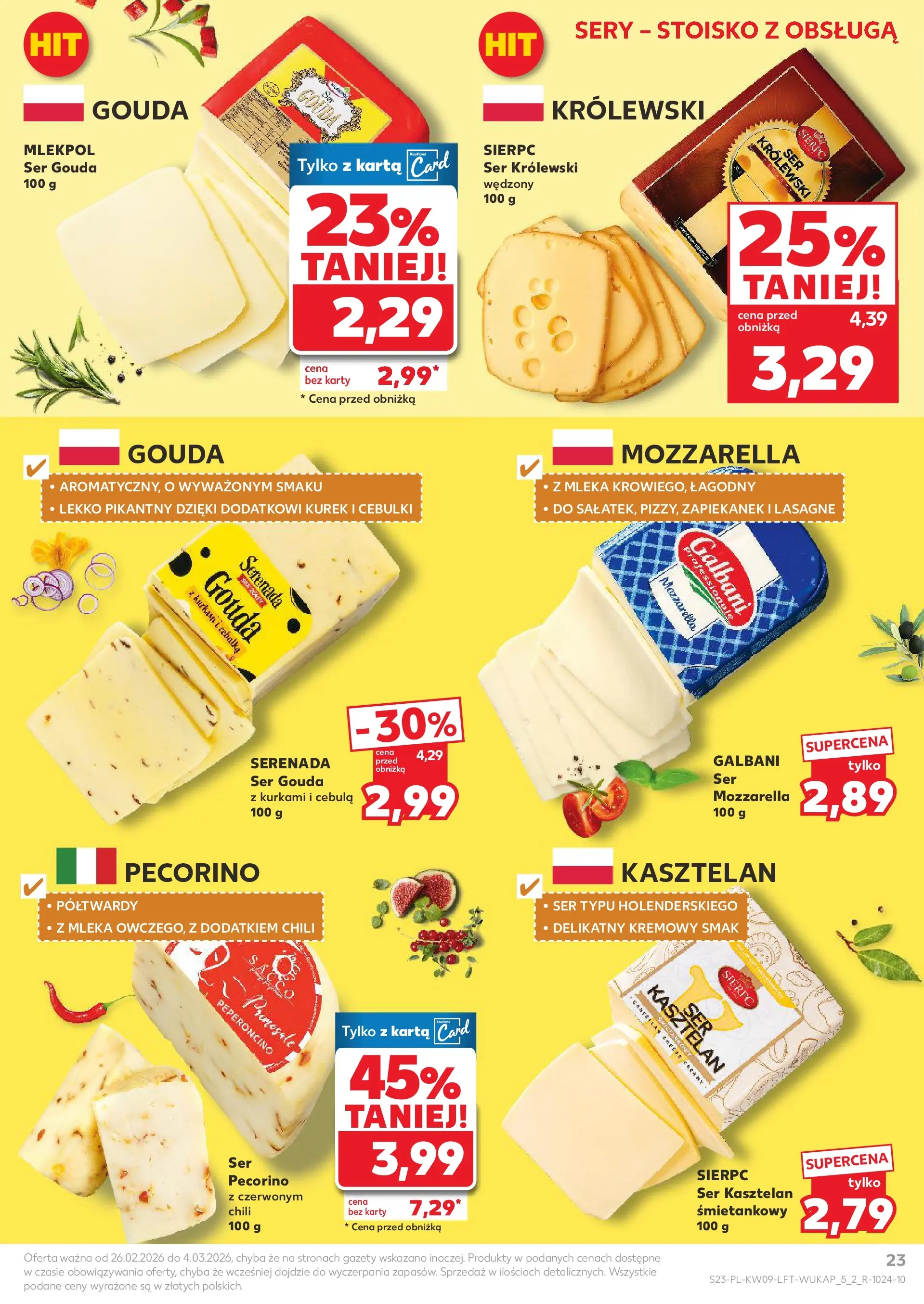 Kaufland gazetka od 26.02.2026 - od jutra PDF | Strona: 23 | Produkty: Pecorino, Mleka, Ser, Mozzarella