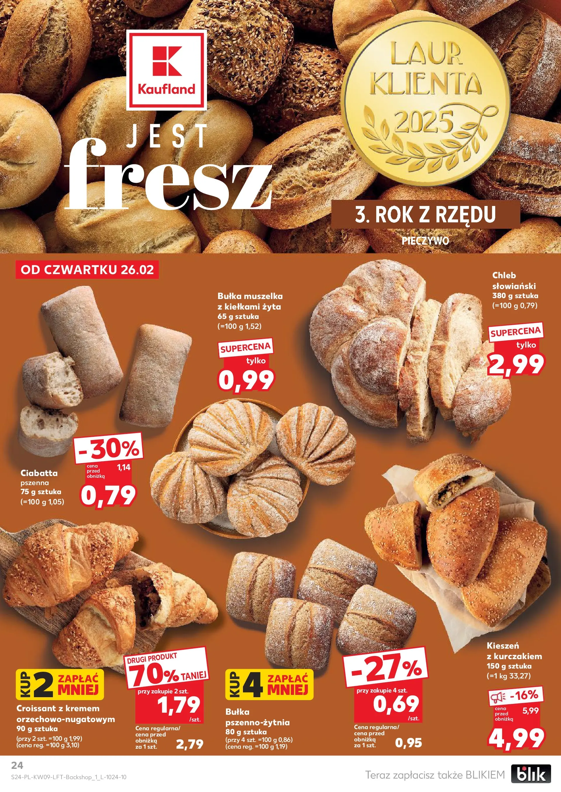 Kaufland gazetka od 26.02.2026 - od jutra PDF | Strona: 24 | Produkty: Chleb słowiański, Bułka, Chleb, Ciabatta