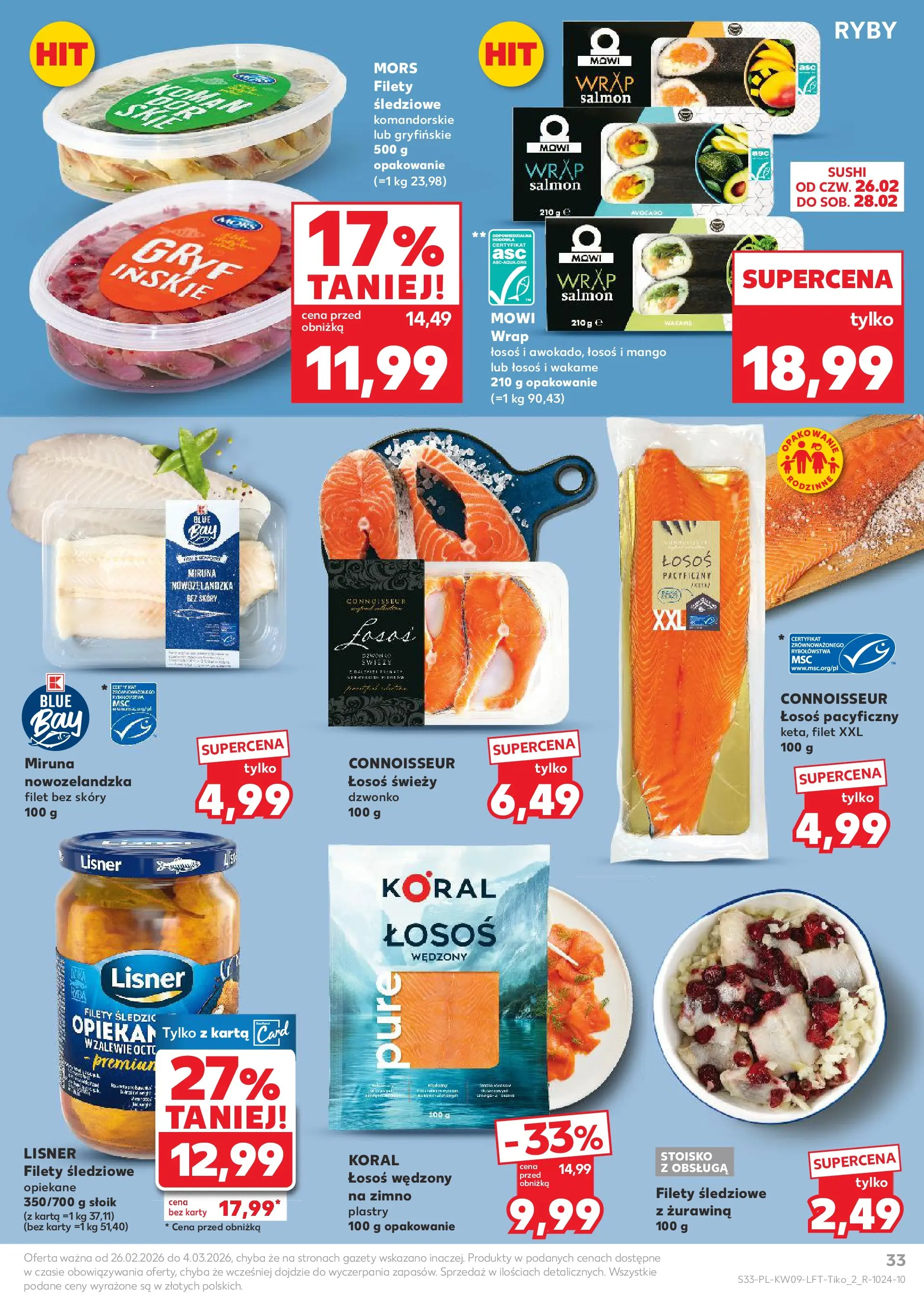 Kaufland gazetka od 26.02.2026 - od jutra PDF | Strona: 33 | Produkty: Mango, Wakame, Łosoś wędzony, Sushi