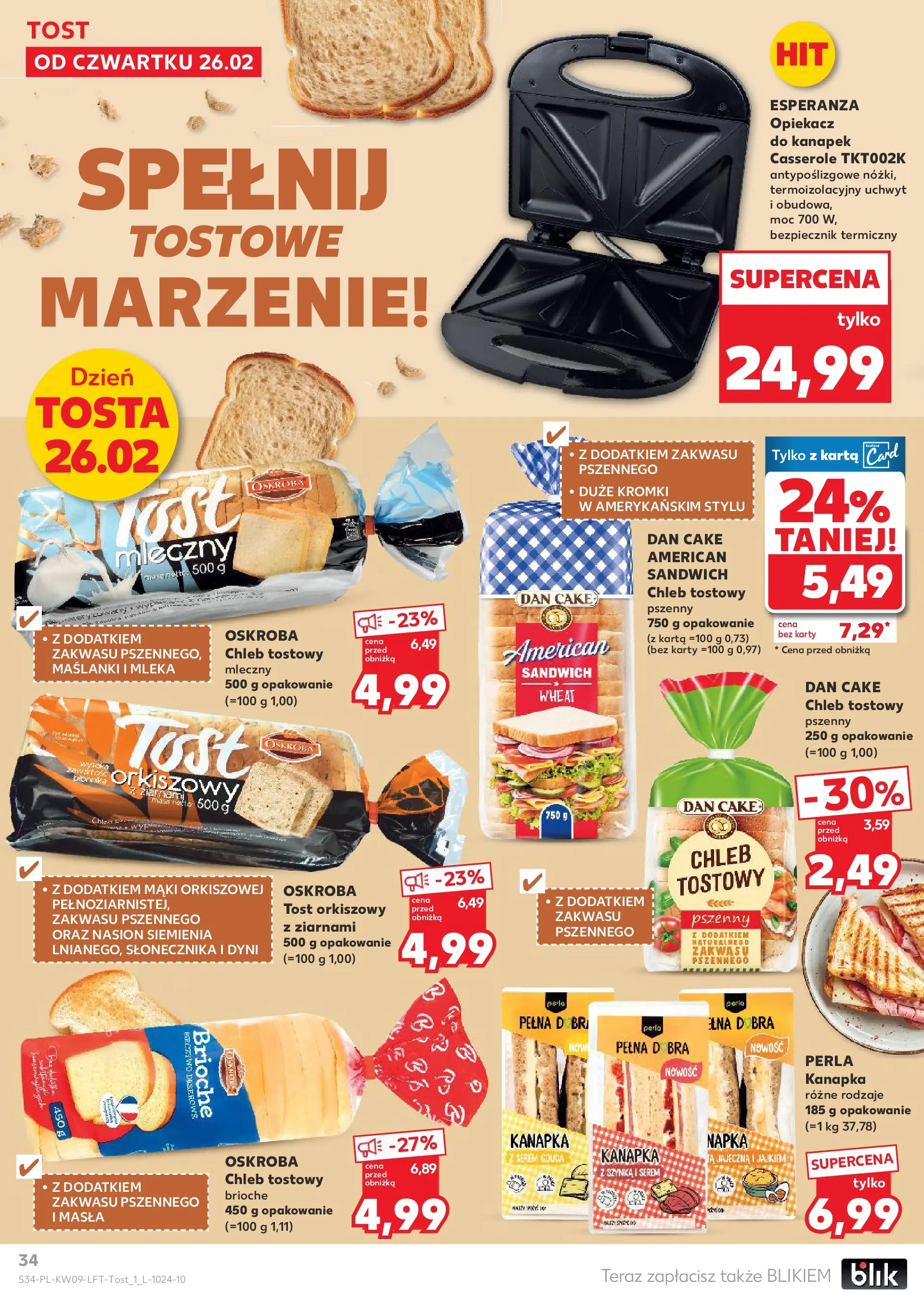 Kaufland gazetka od 26.02.2026 - od jutra PDF | Strona: 34 | Produkty: Chleb tostowy, Mleka, Opiekacz, Sandwich